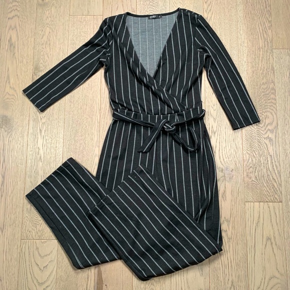 Bershka Pants - Bershka Pinstripe Jumpsuit Capri length